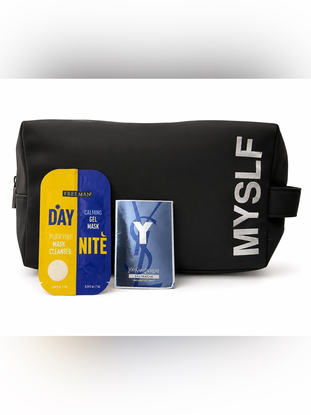 Yves Saint Laurent YSL MYSLF Men’s Black Travel Toiletry Cosmetic Bag w/ Samples